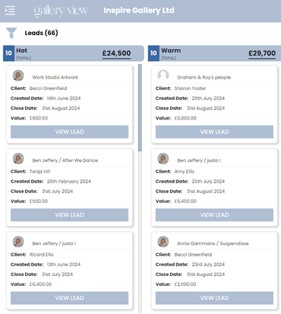 Lead Management — Gallery View CRM demo