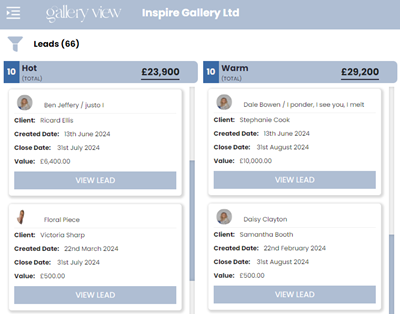 Tasks — Gallery View CRM demo