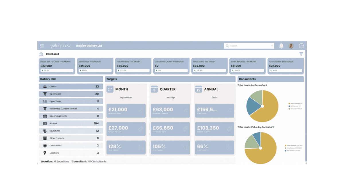 Complete Visibility, Complete Control — Gallery View CRM screenshot