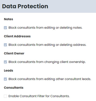 Data Permissions — Gallery View CRM demo